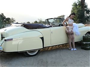 Lana Rhoades vintage car poon play